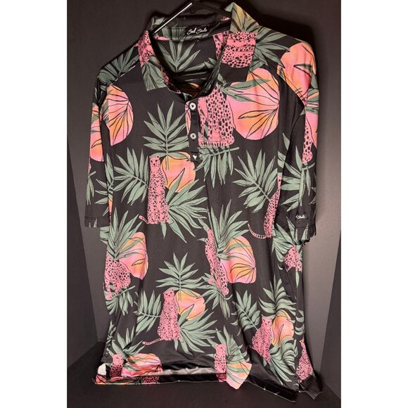 Bad Birdie Other - Bad Birdie Shirt Dayglow Performance Golf Polo Mens 2XL Pink Panther Tropical